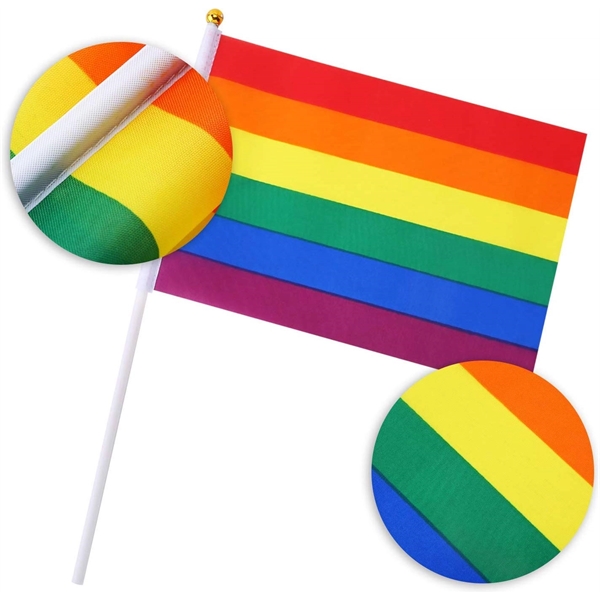 Mini Small Gay Pride Rainbow Handheld Stick Flags      - Image 2