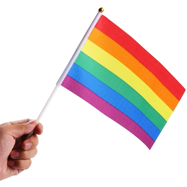 Mini Small Gay Pride Rainbow Handheld Stick Flags      - Image 3