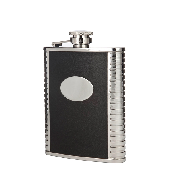 Deluxe Leather-Bound Captive-Top Pocket Flask - Image 2