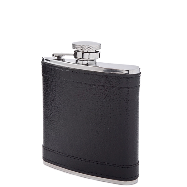 Leatherette Wrap Captive-Top Pocket Flask, 6 oz. - Image 2