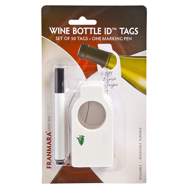 Wine Bottle Plastic ID™ Tags, (50) Set with Pen - Image 2