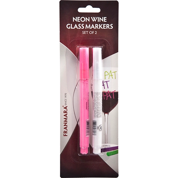 Neon Wine Glass Marker, Set of Two - White & Pink - Image 2