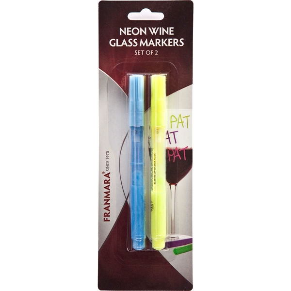 Neon Wine Glass Marker, Set of Two - Yellow & Blue - Image 4