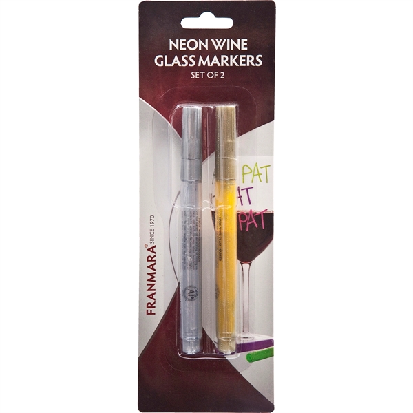Neon Wine Glass Marker, Set of Two - Gold & Silver - Image 3
