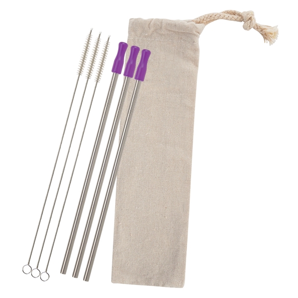 3-Pack Stainless Straw Kit with Cotton Pouch - Image 5