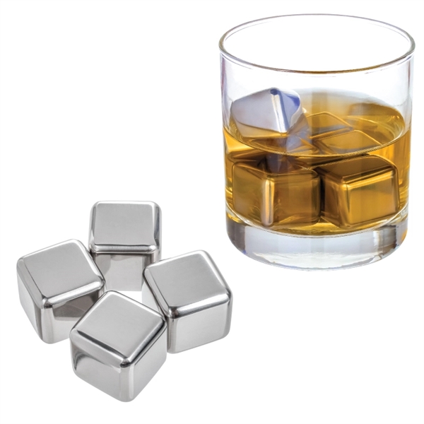 4 Pack Stainless Steel Whiskey Ice Cubes - Image 2