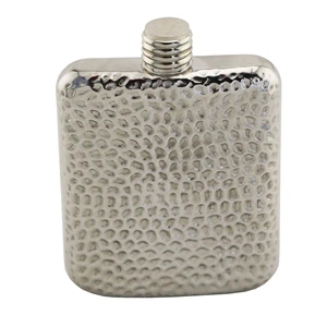 Hammered Stainless Steel  Flask, 6 oz