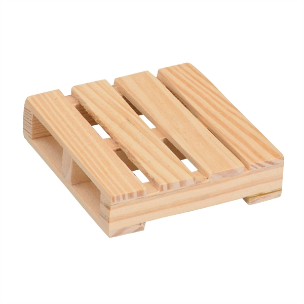 3" Square Mini Pallet Wood Coaster - Image 2