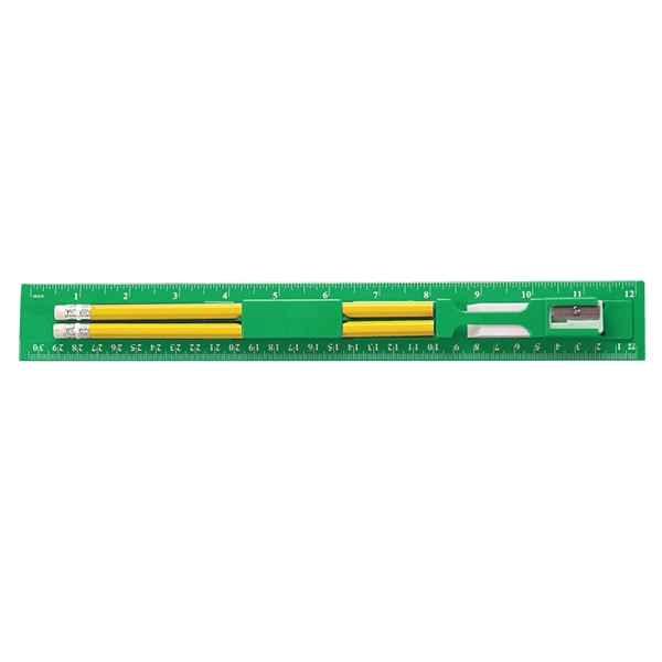 12 Inch Plastic Ruler Kit With Pencil, Eraser, Sharpener - Image 4
