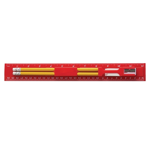 12 Inch Plastic Ruler Kit With Pencil, Eraser, Sharpener - Image 5