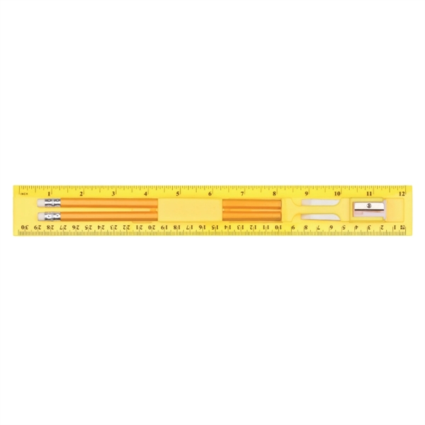 12 Inch Plastic Ruler Kit With Pencil, Eraser, Sharpener - Image 7