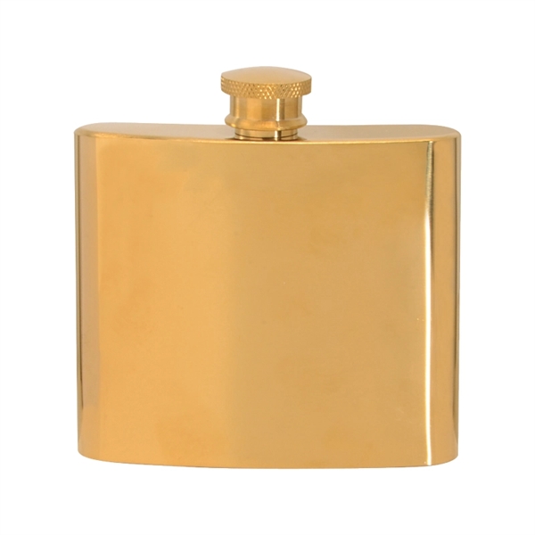 5 oz. Stainless Steel Gold Plated Hip Flask - Image 2