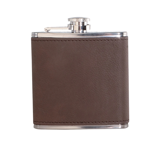 Leatherette Wrapped 6 oz. Stainless Steel Hip Flask - Image 4