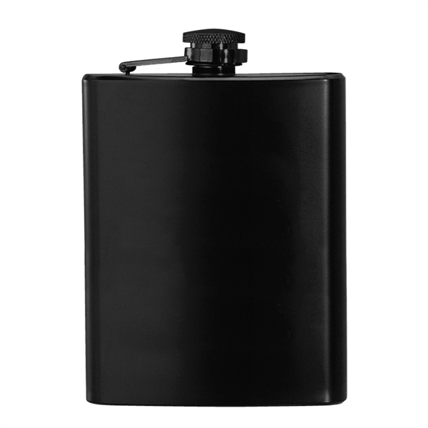 8 oz. Black Stainless Steel Hip Flask - Image 2