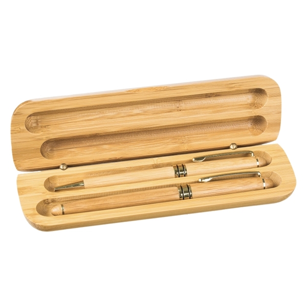 Bamboo Case w/Pen & Rollerball Gift Set - Image 3