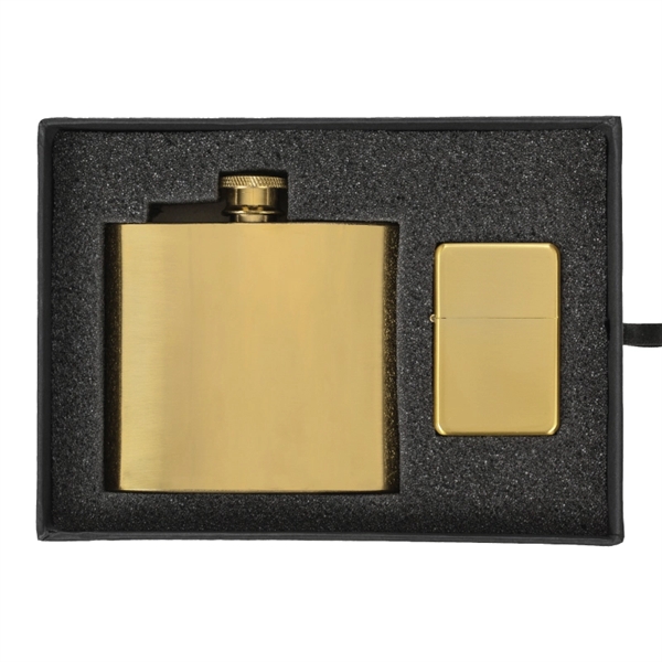 5 oz. Flask & Oil Flip Top Lighter Gift Set - Image 3