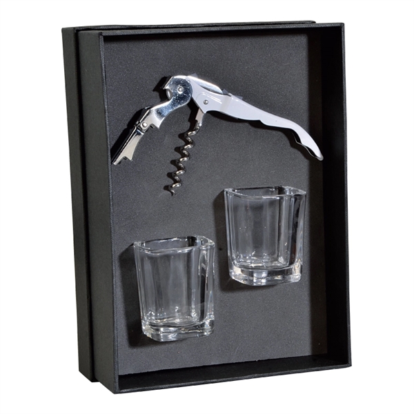 Lachlan Waiter's Corkscrew & Shot Glass Gift Set - Image 2