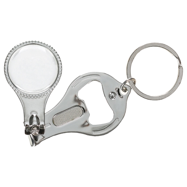Round Nail Clipper With Bottle Opener Keyring - Image 2