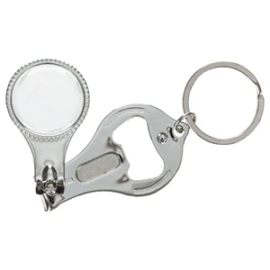 Round Nail Clipper With Bottle Opener Keyring