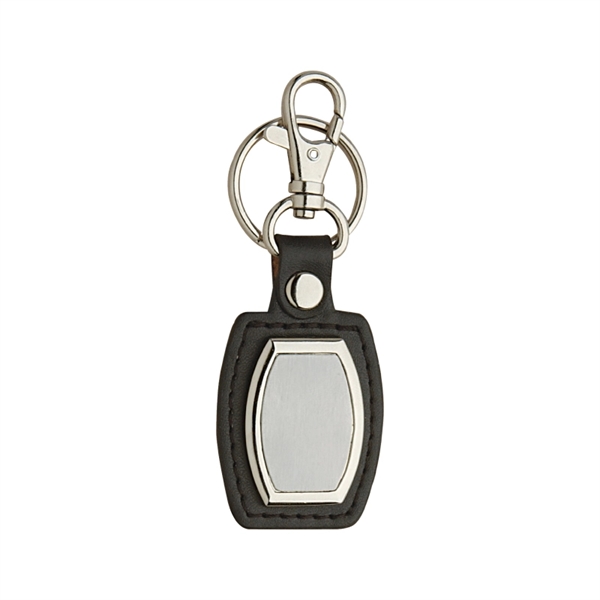 Leather And Brushed Plate Keyring - Image 2