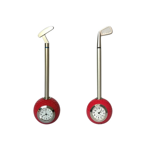 Golf  Ball Pen Holder With Clock - Image 3