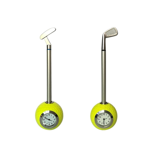 Golf  Ball Pen Holder With Clock - Image 4