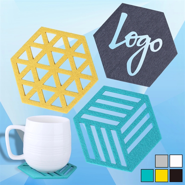 Hollow Hexagon Shaped Soft Absorbent Coaster - Image 1