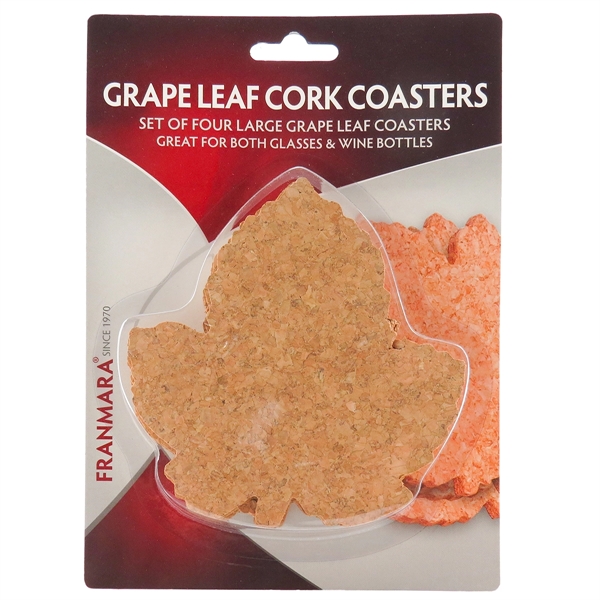 Cork Coasters, Grape Leaf Shape, Set of 4 (Blistered) - Image 2