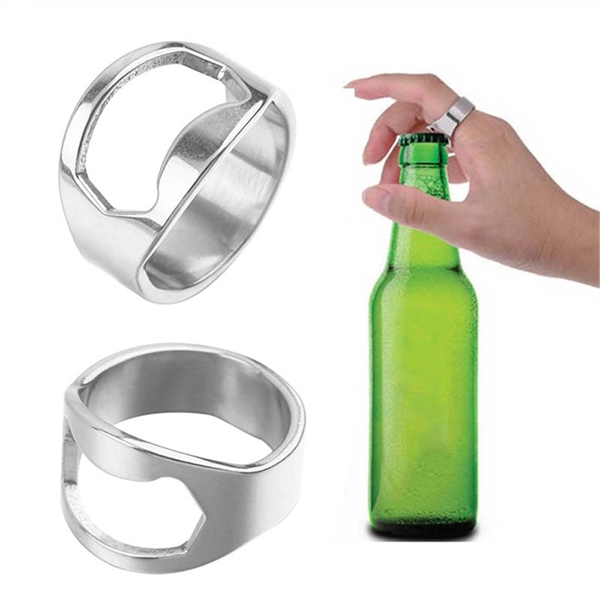 22mm Stainless Steel Finger Ring Mini Bottle Opener      - Image 2