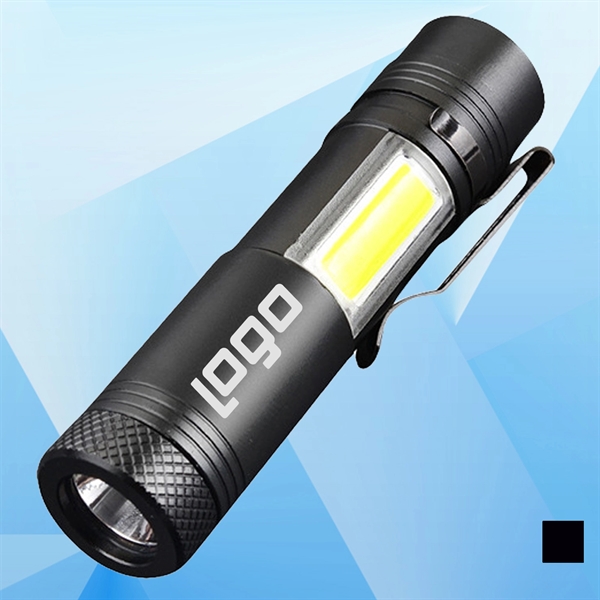 Rechargeable COB Flashlight w/ Clip - Image 1
