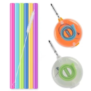 Portable Silicone Collapsible Straw Set    