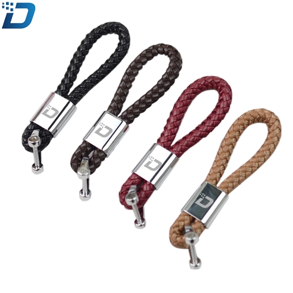 Creative Woven Leather Rope Keychain - Image 1