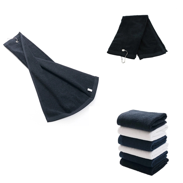 Golf Towel With Metal Grommet and Clip - Image 1