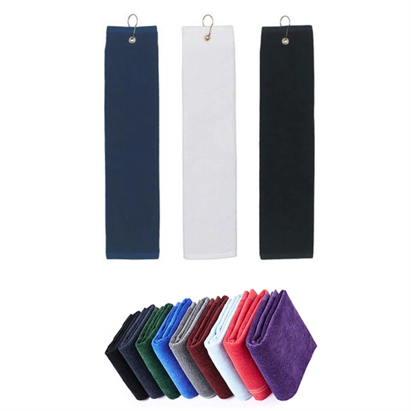 Golf Towel With Metal Grommet and Clip - Image 1