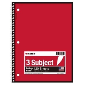Kaisa 3-Subject College Ruled Notebooks