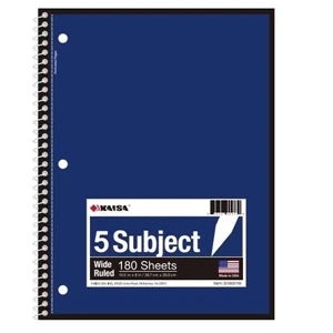 Kaisa 5-Subject College Ruled Notebooks