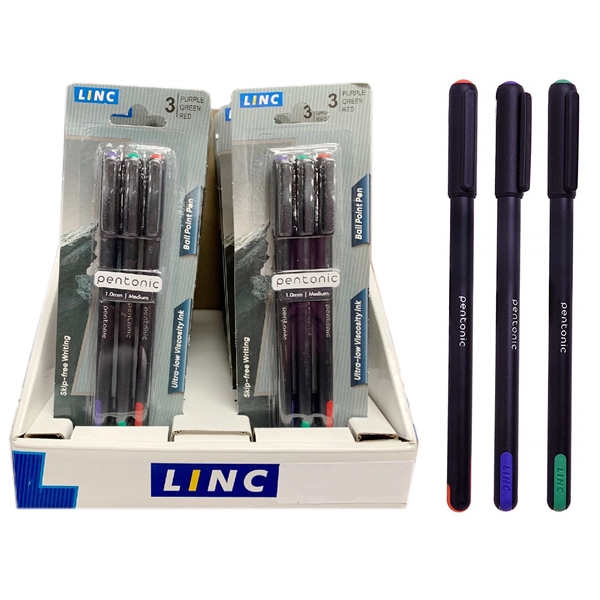 Linc 3-Count Assorted Ink Ballpoint Pens