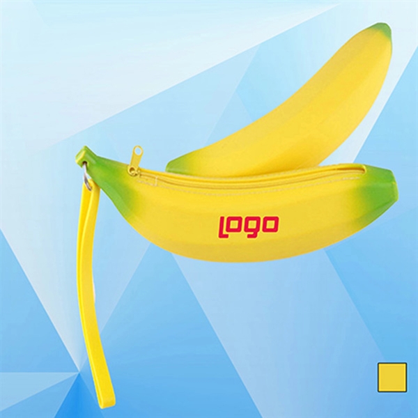 Banana-Shaped Silicone Pencil Pouch - Image 1