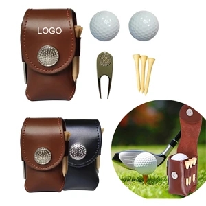 Leather Golf Set Holder Pouch