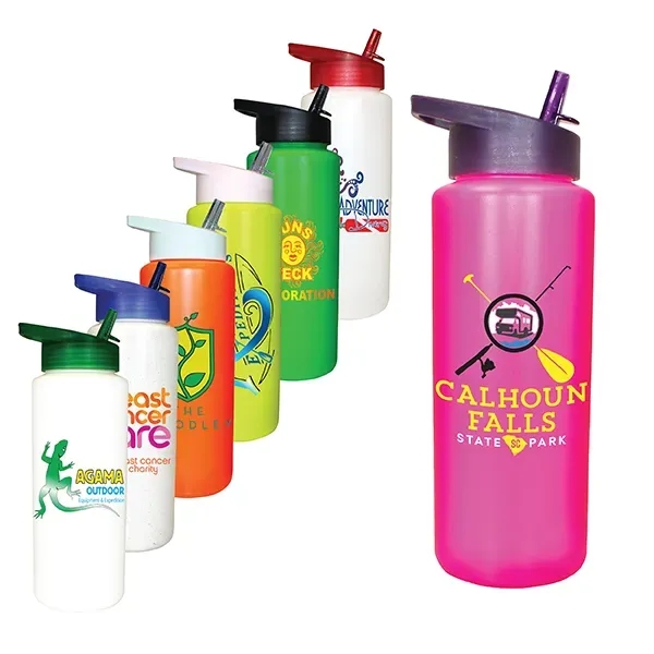 32oz. Sports Bottle with Straw Cap Lid, Full Color Digital - Image 1