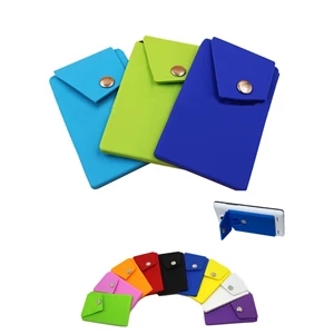 Silicone Phone Wallet Holder With Button Pocket