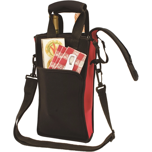 Picnic Neoprene Two-Bottle Tote Bag w/ corkscrew - Image 2