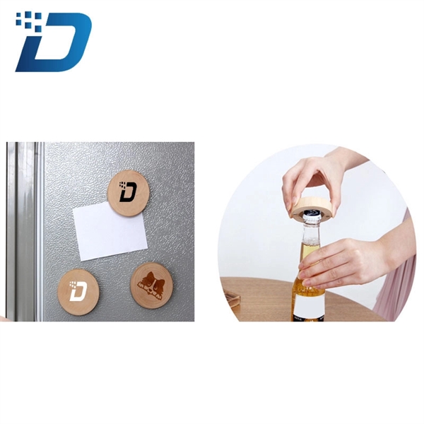 Magnetic Refrigerator Stick with Wooden Bottle Opener - Image 1