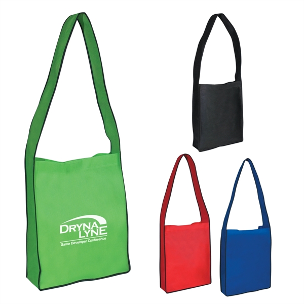 Non-Woven Messenger Tote Bag With Hook And Loop Closure - Image 1