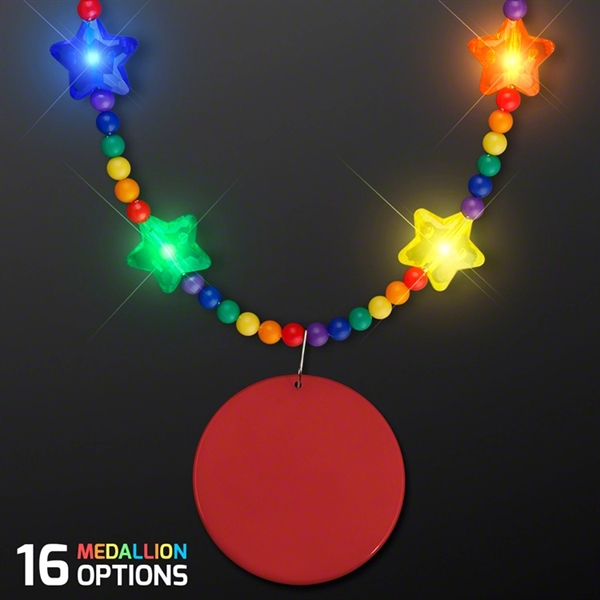 Rainbow Light Up Star Beads with Medallions - Image 3