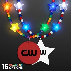 Rainbow Light Up Star Beads with Medallions