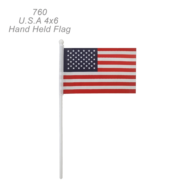 4" x 6" Hand Held USA Flag With 10" Plastic Pole - Image 2