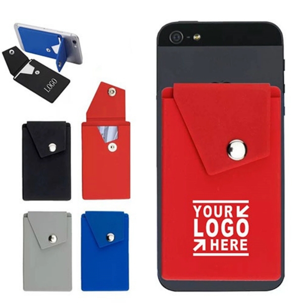 Eco-friendly Silicone Snap Button Phone Wallet - Image 1
