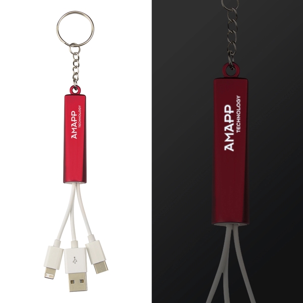 3-In-1 Light Up Charging Cables On Key Ring - Image 5