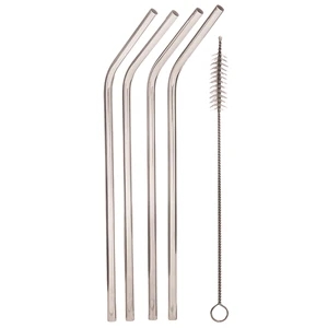 Stainless Steel Drinking Straws, Set of 4 & Cleaning Brush